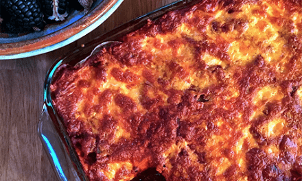 Stacked Blue Corn Chicken Enchiladas