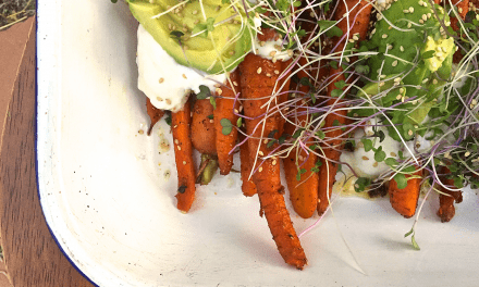 Spiced Roasted Carrots with Micro Greens and Yogurt
