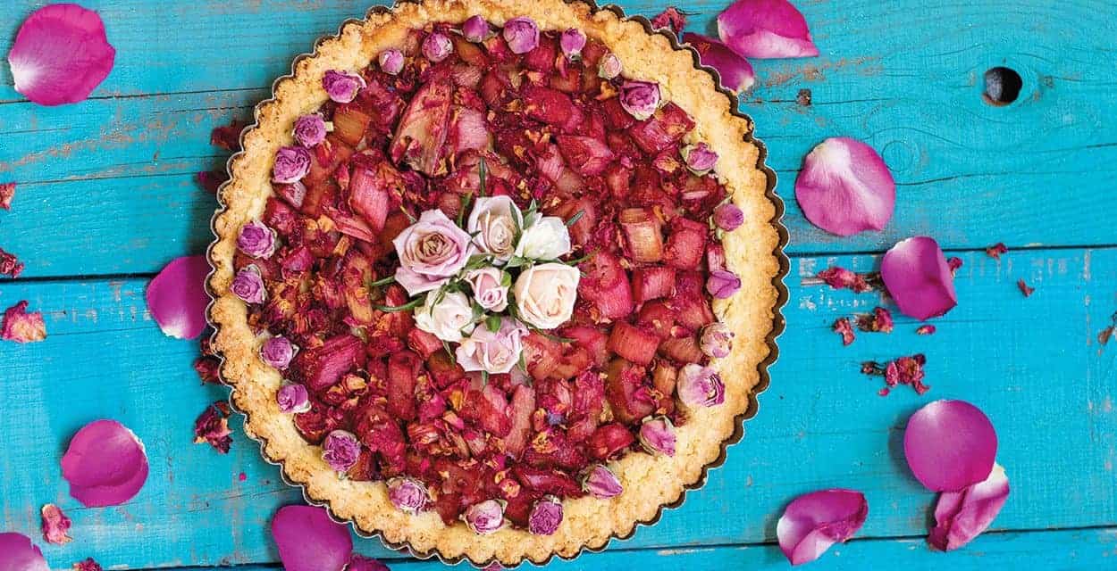 Rhubarb and Rose Petal Tart