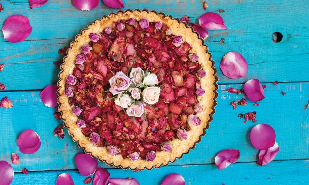 Rhubarb and Rose Petal Tart