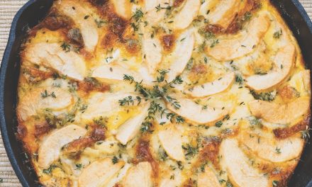 Pear, Bourbon, Thyme,  and Brie Clafoutis