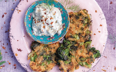 Broccoli Fritters and  Fennel Yogurt