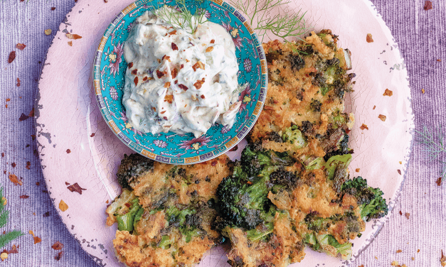 Broccoli Fritters and  Fennel Yogurt