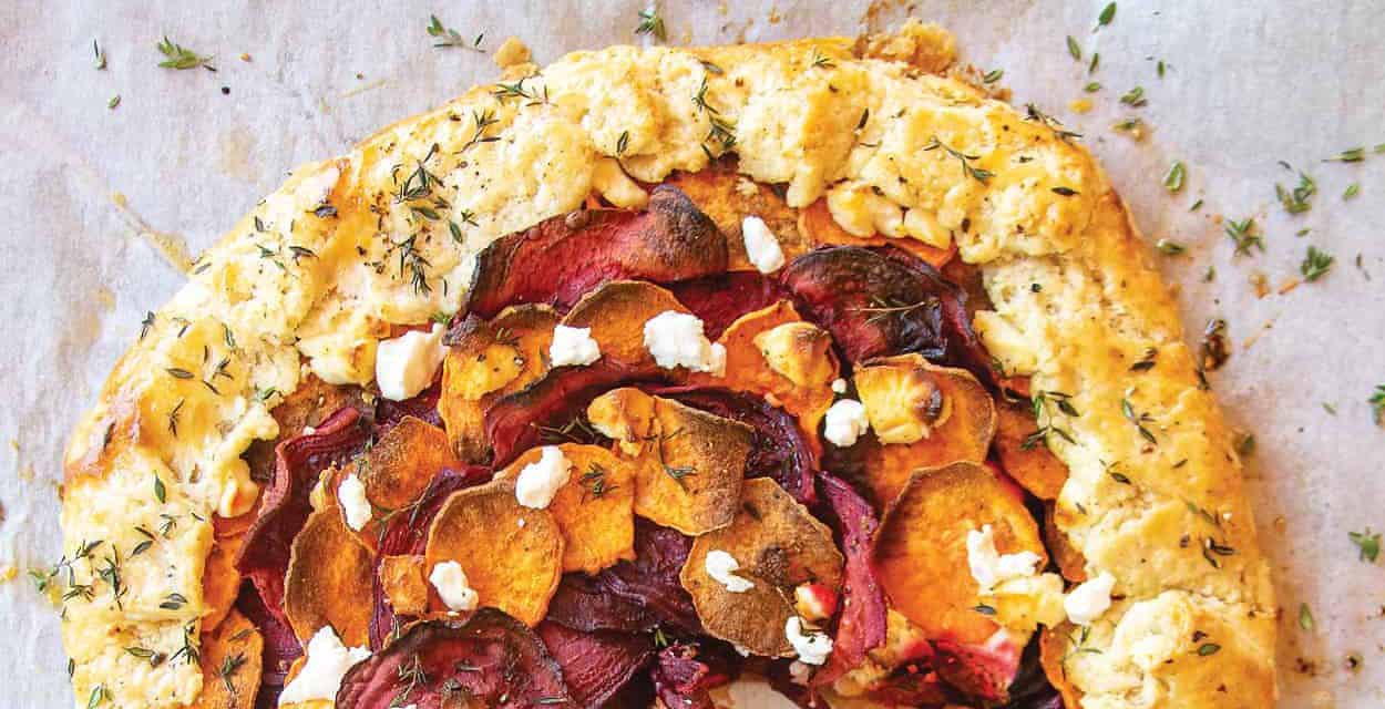 Beet and Sweet Potato with Rosemary Ricotta Galette