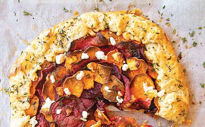 Beet and Sweet Potato with Rosemary Ricotta Galette