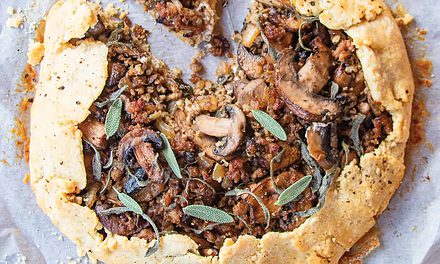 Sausage with Caramelized Onion and Mushrooms Galette