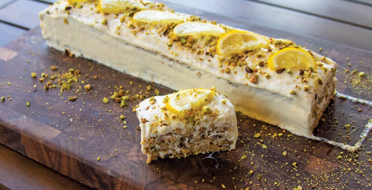 Lemon Pistachio Torte Sans Rival
