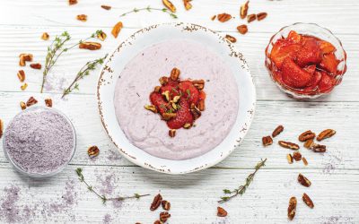 Blue Corn Polenta with Roasted Strawberries