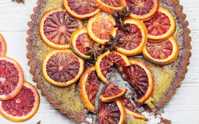 Blood Orange Custard and Blue Corn Tart