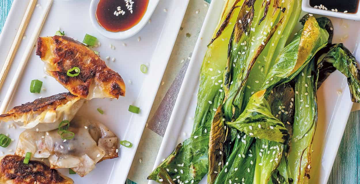 Polk’s Folly and Full Circle Potstickers and Sauté​​ed Bok Choy