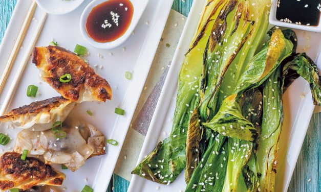 Polk’s Folly and Full Circle Potstickers and Sauté​​ed Bok Choy