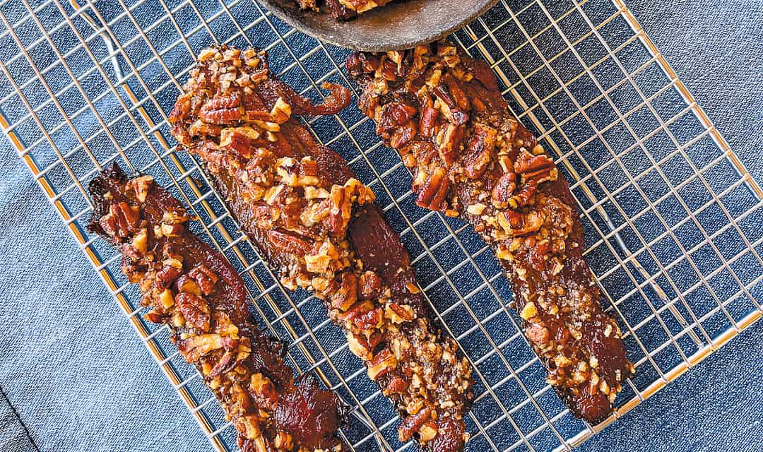 Maple Pecan-Crusted Bacon