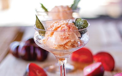 Tomato Ice Cream with Candied Basil