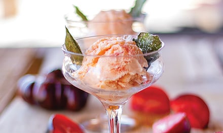 Tomato Ice Cream with Candied Basil