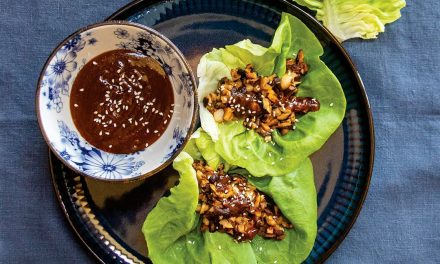 Butter Lettuce and Mushroom Wraps with Hoisin Peanut Sauce