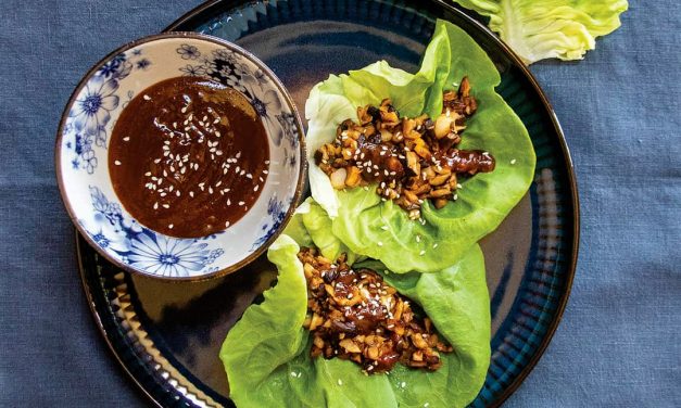 Butter Lettuce and Mushroom Wraps with Hoisin Peanut Sauce