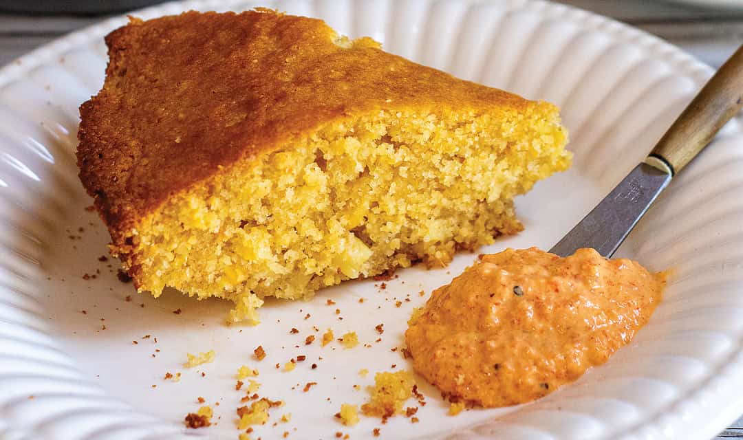 Sweet Summer Corn Bread and Red Bell Pepper Rémoulade