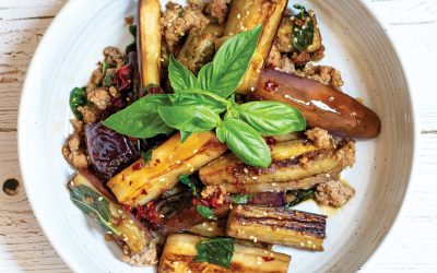 Eggplant with Hot Honey and Basil