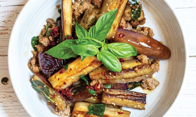 Eggplant with Hot Honey and Basil