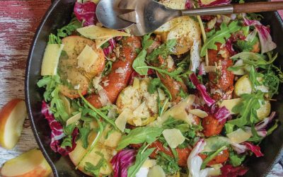 Skillet Sausages and Apples with Pecan Vinaigrette