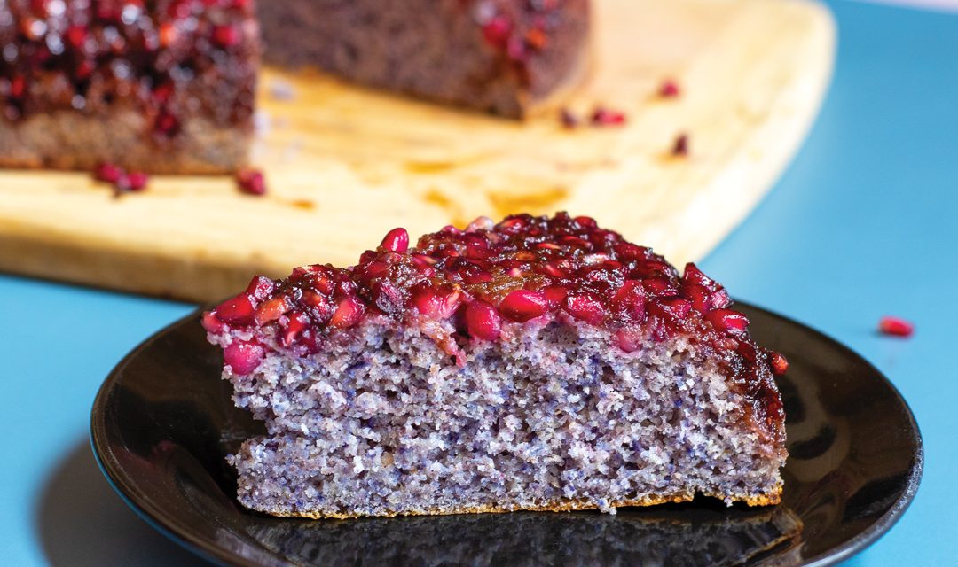 Pomegranate Upside-Down Blue Corn Bread