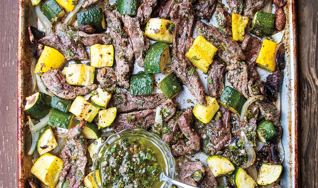 Flank Steak with Veggies and Chimichurri